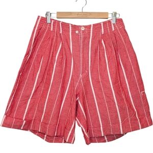 Vintage Chaus Sport Cotton Striped Shorts Red White High Rise L
